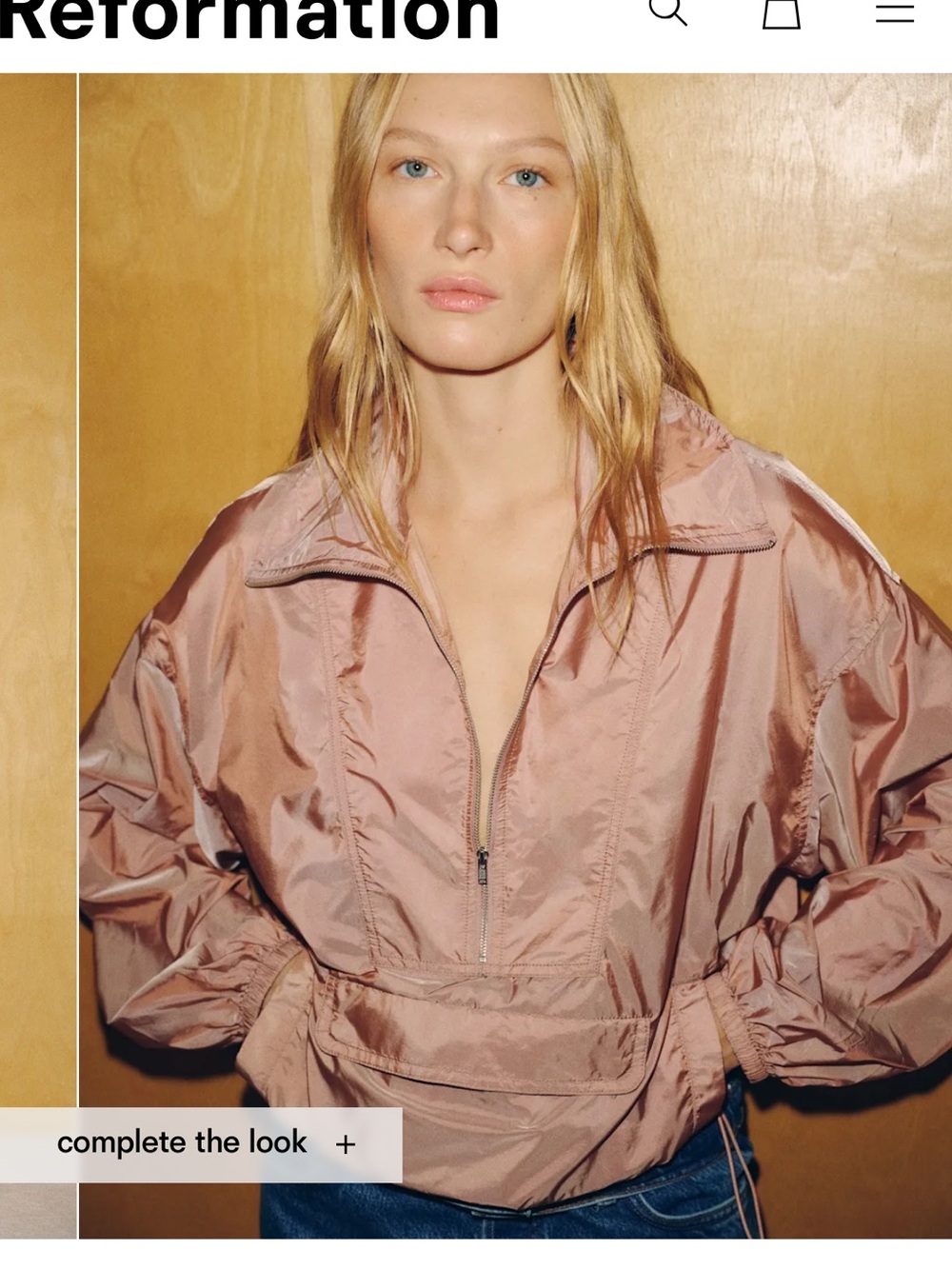 Reformation Rose-Pink Half-Zip Bomber Anorak